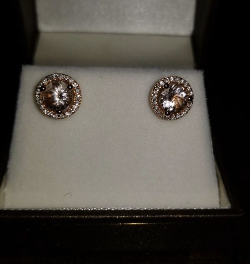 Morganite/ Diamond earrings.