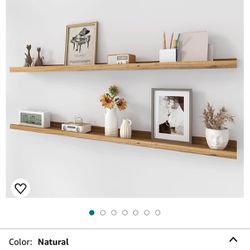 Picture Ledge Shelf, Elm Wood Floating Shelves for Wall, Rustic Wall Storage Shelves with Lip, Kids Bookshelf, Photo & Picture Ledge Shelves for Bedro