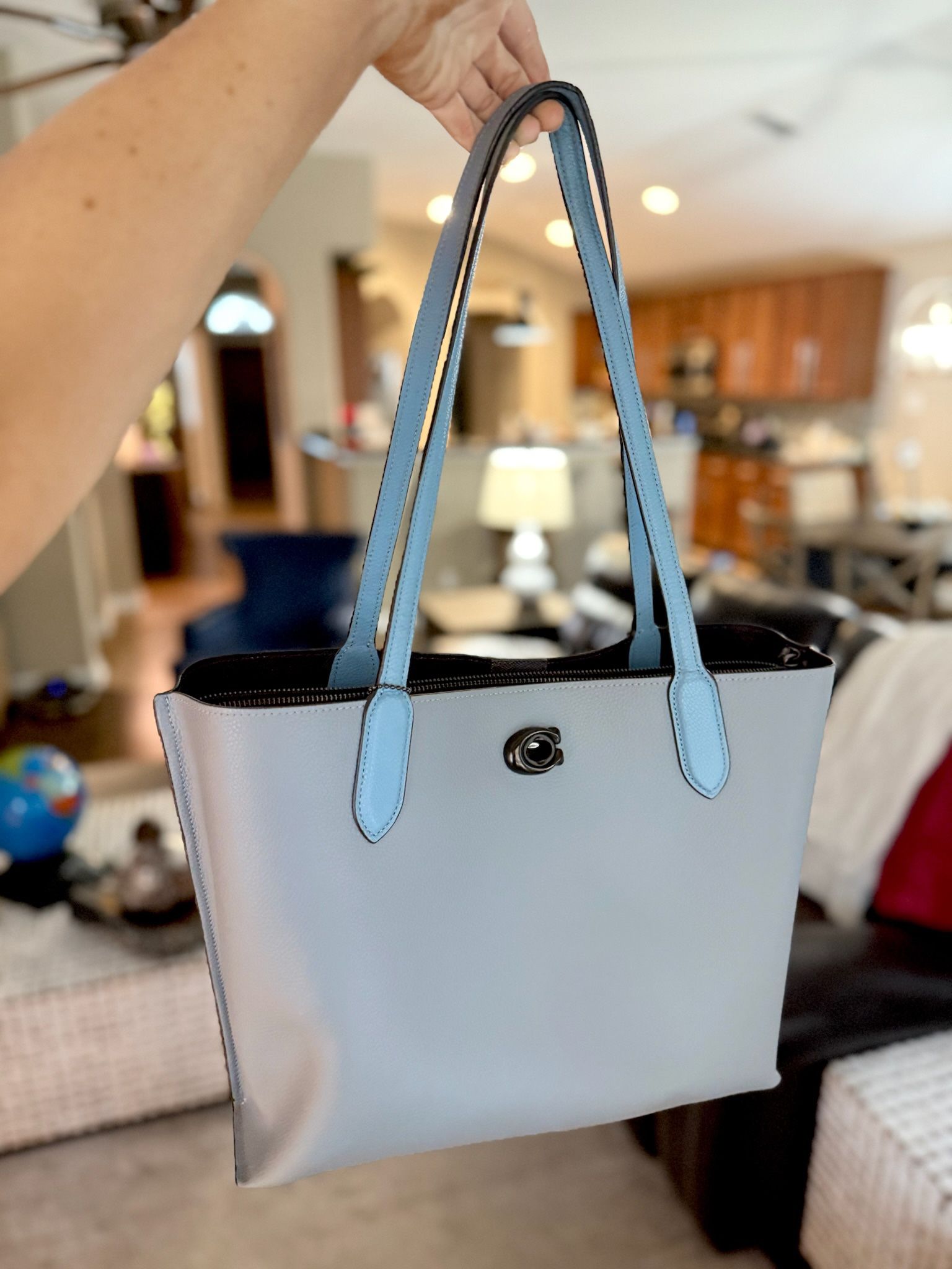 Coach Turn Key Tote/Purse (Dusty Blue)
