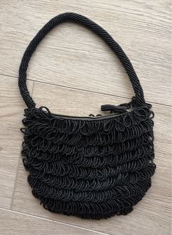 Vintage K&G Charlet Bag Black Beaded Purse Japan
