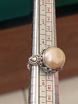 Vintage BA Sterling Silver 925 White Pearl Swirl Accent Ring 8.7grams size 5