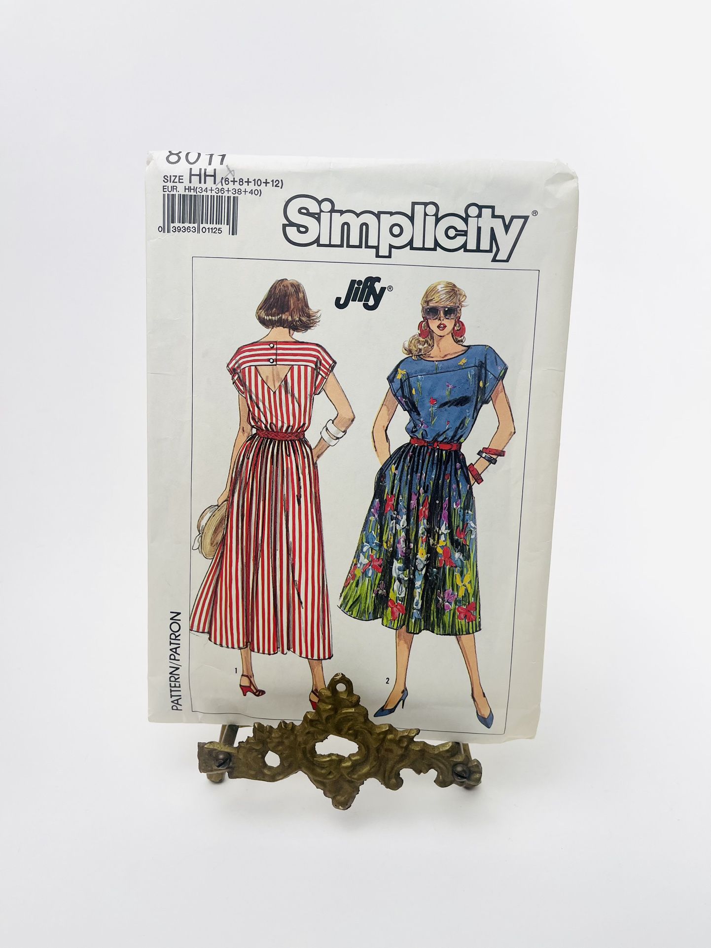 Vintage Simplicity 8011 Sewing Pattern Misses Dress Size 6 8 10 12 Uncut 1987