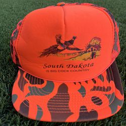 Vintage “South Dakota Hat Is Big Rooster 🐓 Country” Snap Back Trucker Mesh Sides