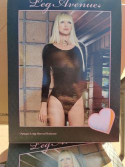 Leg avenue opaque Long Sleeved bodysuit black, white and beige One size