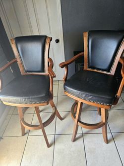 Set of Mikhail Darafeev Leather Swivel Bar Stools