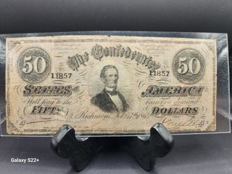1864 $50 CONFEDERATE STATES OF AMERICA BILL,FEB 17th RICHMOND