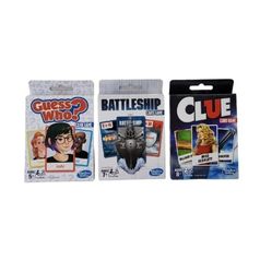 Hasbro Game Card Clue - Battleship - Guess Who - Lot Of 3 Card Games  New