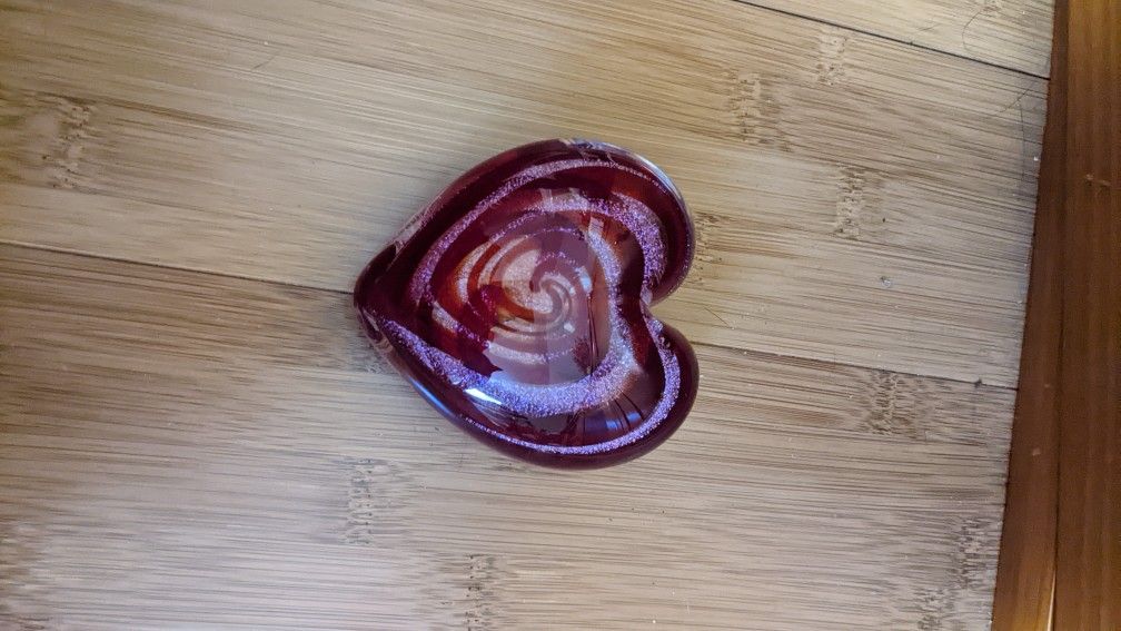Glass Blown Heart Paperweight