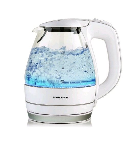 OVENTE Glass Kettle Hot Water Kettle WHITE