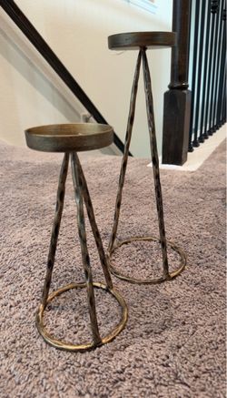 Set of 2 Decorative Metal Candle Holders
