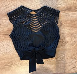 Black Crochet Crop Top