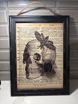 Ashland Michaels Halloween 3D skull moth newspaper purple rose lace hanging picture decoration