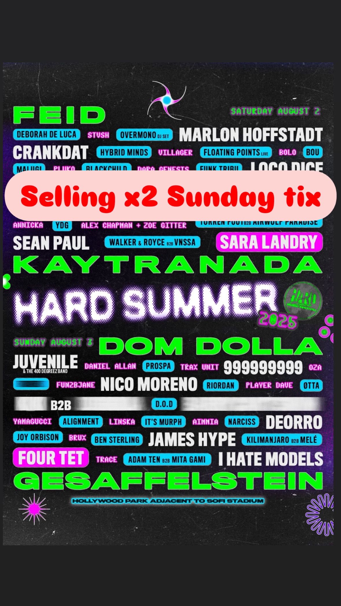 SUNDAY Hard Summer Tickets