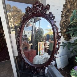 Solid wood carved antique mirror