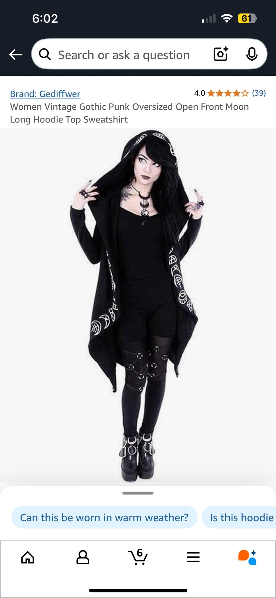 Goth Oversized Hooded Cardigan