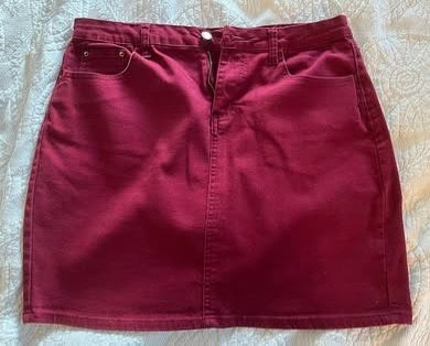 Burgundy Denim Skirt - Size Junior's XL