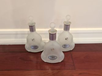 EMPTY Vintage Frosted Hennessy XO Decanter Bottles - Set of 3