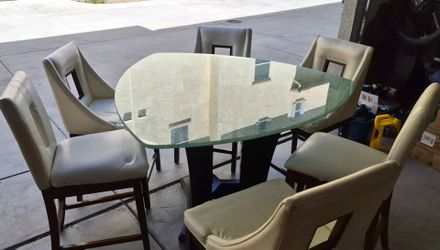 Glass Top Dining Table with 6 Chairs