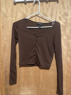 Brown Button Up Long Sleeve Women’s Medium Shirt 