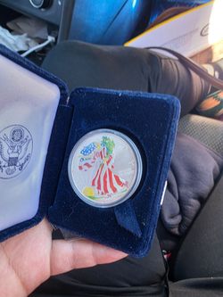 Colorized American Silver Eagle Coin with Case