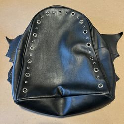 Black Faux Leather Backpack - “Bat”pack