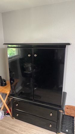 Black Storage Cabinet / TV Armoire – $200 OBO CASH ONLY