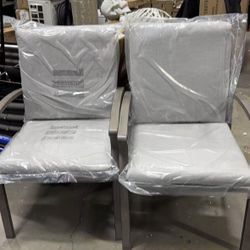 2 For $145New Assembled. Outdoor Dining Chairs With Thick Cushion 