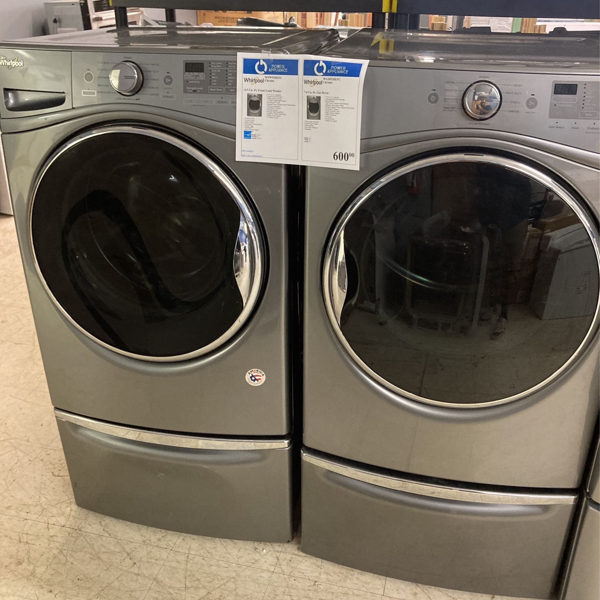 Whirlpool front load washer gas dryer