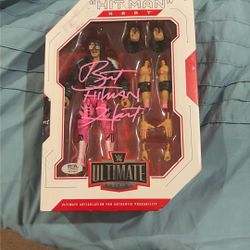 BRET “HITMAN” HART SIGNED AUTO ULTIMATE FIGURE PSA COA SUPER COOL SUPER RARE 