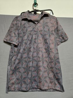 USA Palm Geometric Print Gray Short Sleeve Polo Shirt