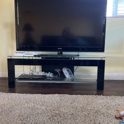 TV Table/stand… 2 Shelves Glass…Black Frame