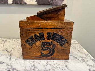 Vintage shoe shine wooden box
