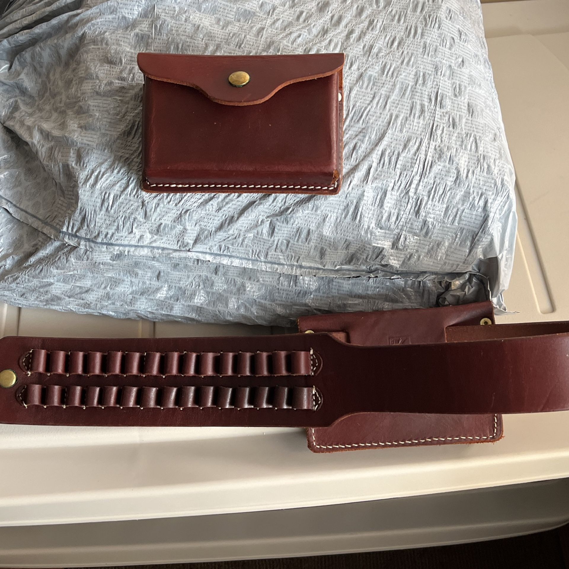 All leather cartridge belt and two cartridge holders