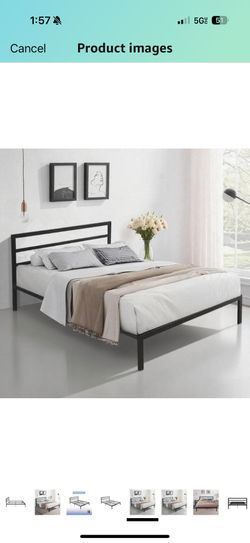 Full Size Metal Bed Frame – Black