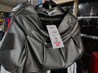 Metallic charcoal colored pleated skirt size M