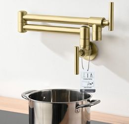Pot Filler Faucet Wall Mount - 3 Spray Modes, Double Joint Swing Arm, Retractable Space-Saving Design - Leak-Free High Flow Brass Faucet For Kitchen S