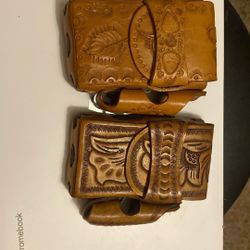 Vintage Leather Cigarette And Lighter Holder 