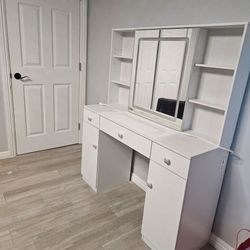 White makeup vanity