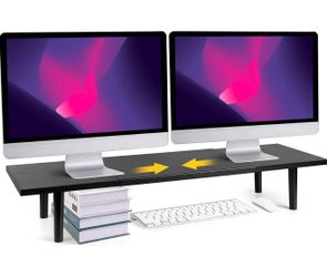 Across-Star Dual Monitor Stand Riser for Desk 2 Screens 32-40” Black Full set
