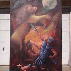 Clinton Bopp Hercules & The Nemean Lion Painting From Horrible Bosses