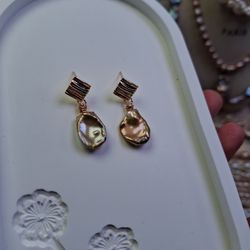 Rare Gilded Pearl Petal Earrings