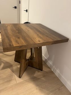 Solid Wood Dining Table with Geometric Base
