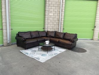 *Free Delivery* Brown Bernhardt Leather Sectional Couch Sofa