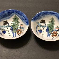 2 TABLETOPS UNLIMITED Winterland Christmas Coupe Cereal Bowls