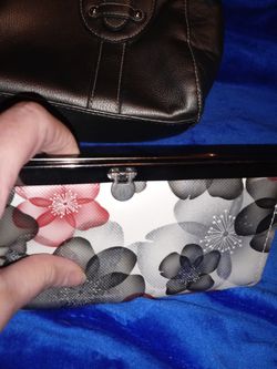 Grey white with pink flowers wallet
