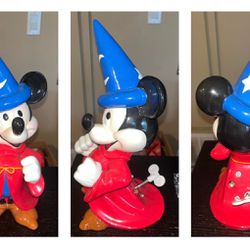 DISNEY Mickey Fantasia 12” RARE Wind Up Ceramic MUSIC BOX/FIGURE (made by Schmid) *no box* - Plays Sorcerers Apprentice