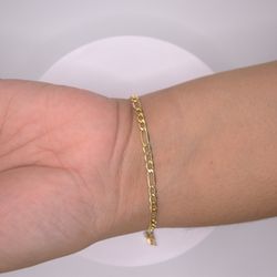 14k Gold 3.4mm Figaro Bracelet 6”