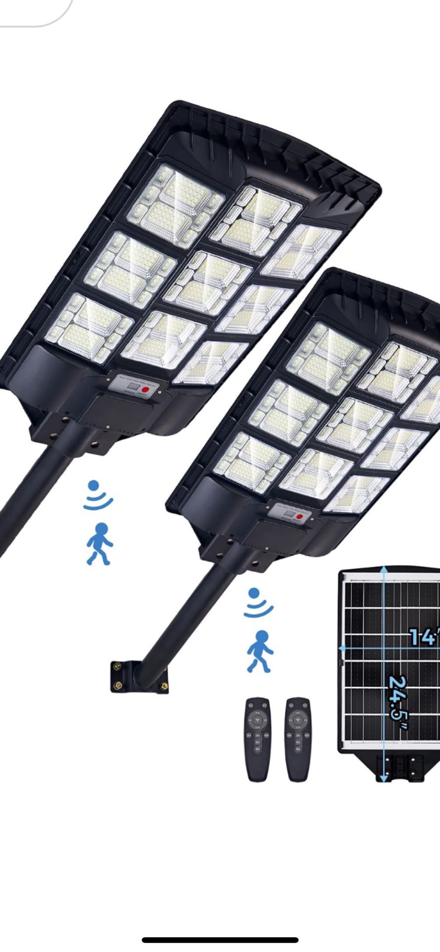 Berzfasa1500W-2Pack Solar Street Lights Outdoor Waterproof, 200000LM Commercial Parking Lot Light Dusk to Dawn, 7000K Security Motion Sensor Outdoor S