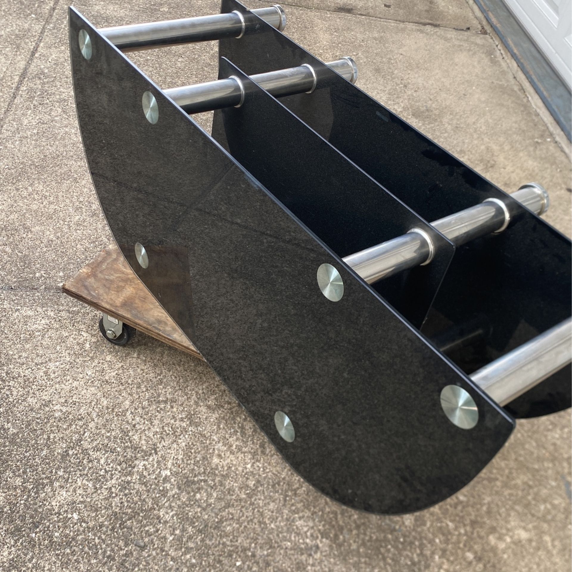 Very nice glass and stainless steel TV stand or table
