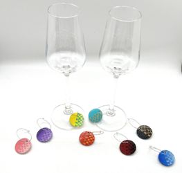 Handmade Wine Charms In High Gloss Or Matte Finishes - For Christmas- Multiple Options - Set Of 8 - Including Custom Wine Charms